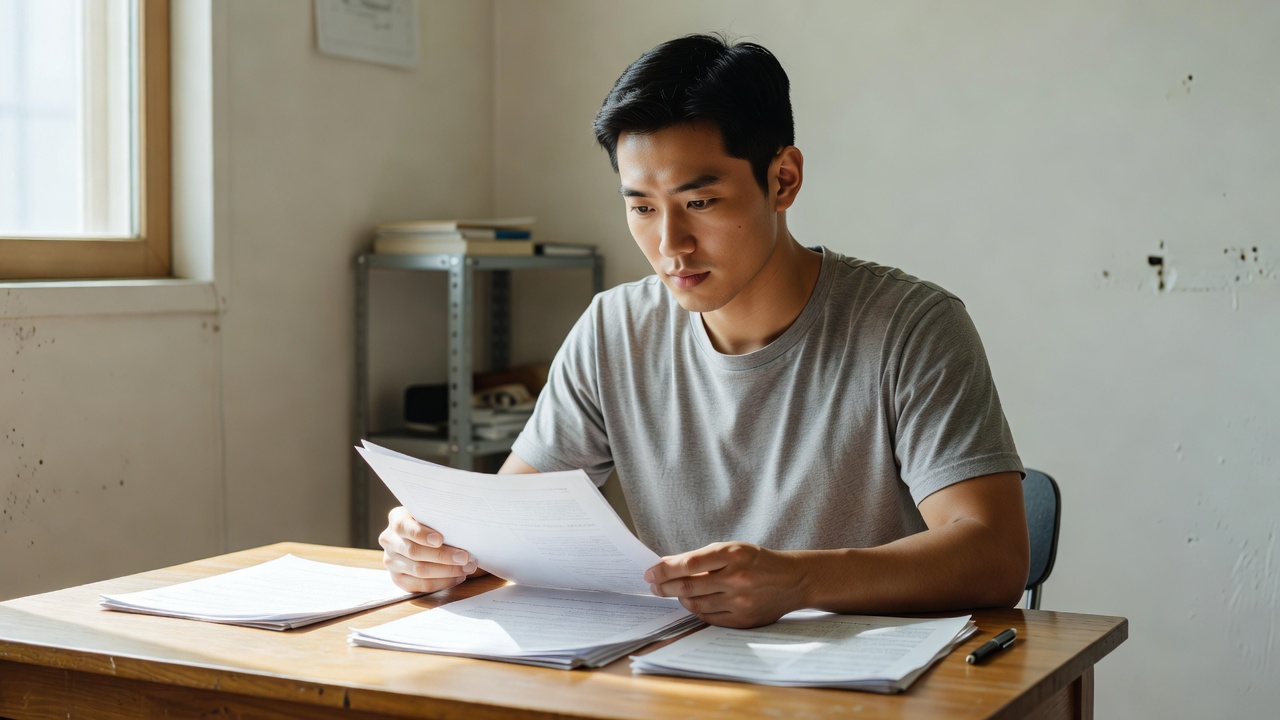 청년 지원금 신청 자격을 꼼꼼히 확인하는 모습