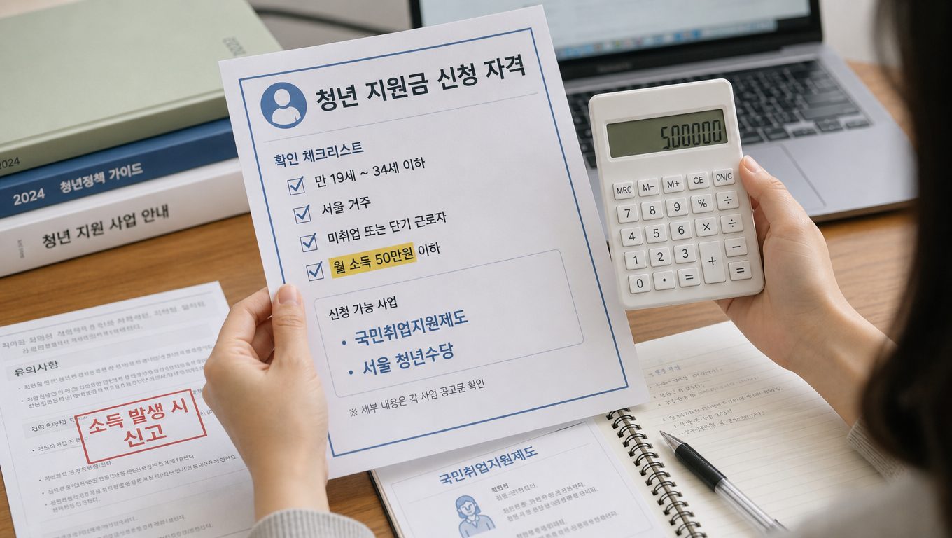 청년 지원금 신청 자격과 소득 발생 시 위험 피하기