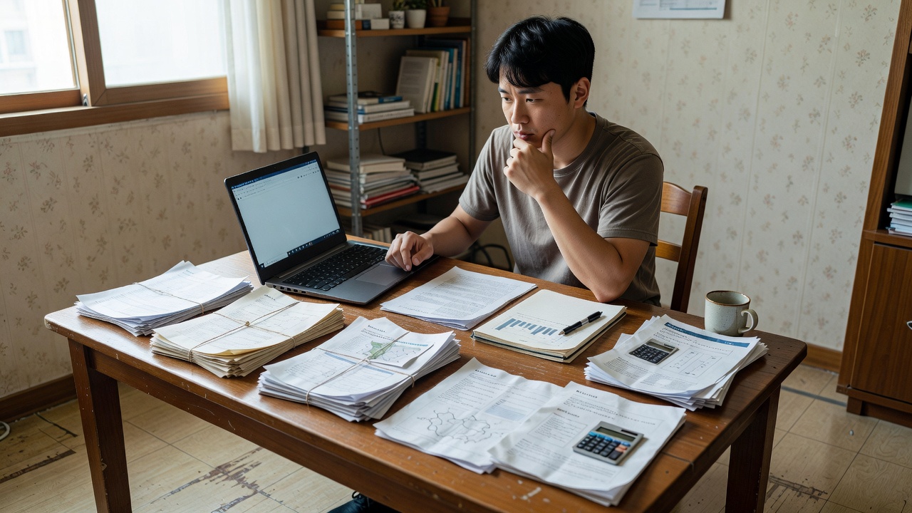청년 지원금 종류를 상황별로 분류하는 청년의 모습
