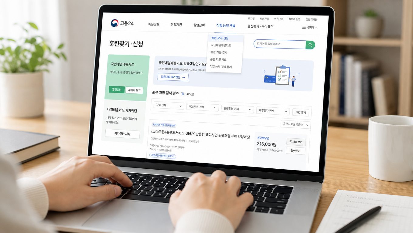 내일배움카드 신청 대상과 고용24 수강 신청 방법